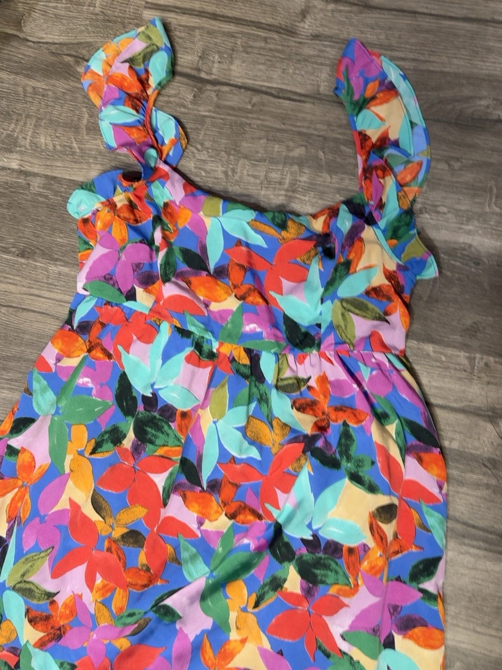 ee:some Tropical Floral Tie Shoulder Maxi Dress Size L - Picture 3 of 9
